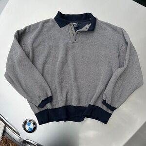 Grey and navy Lee Sport vintage insulated polo sweater